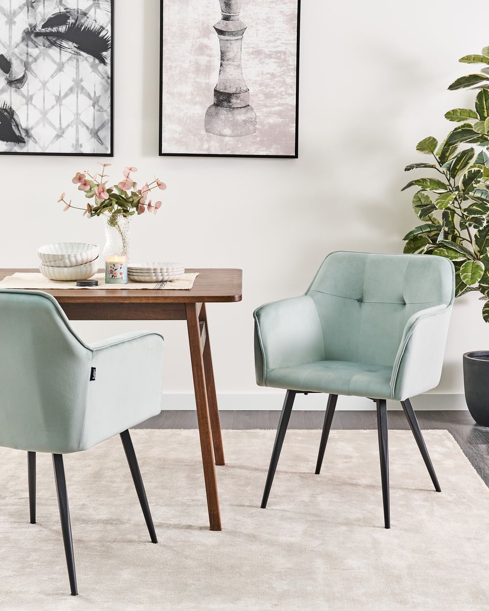 Set of 2 Velvet Dining Chairs Mint Green JASMIN | Beliani.co.uk