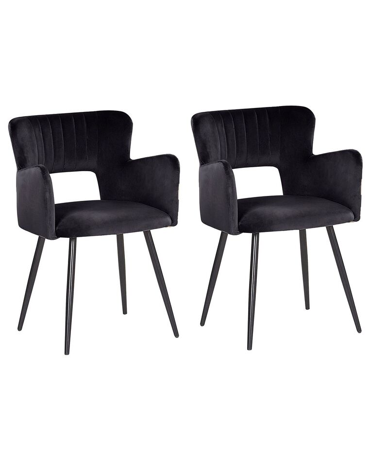Conjunto de 2 sillas de comedor de terciopelo negro SANILAC_847100
