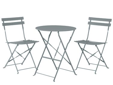 Salon de jardin bistrot table et 2 chaises en acier gris FIORI