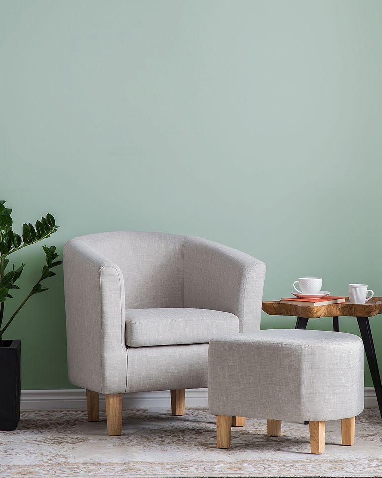 Fabric Armchair with Footstool Grey HOLDEN Beliani.co.uk
