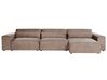 Left Hand 3 Seater Modular Fabric Corner Sofa with Ottoman Brown HELLNAR_912400