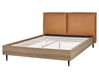 Faux Leather EU King Size Bed Golden Brown LIMANTON_863233