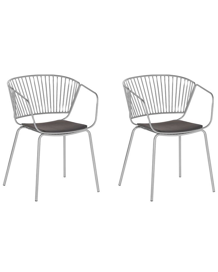 Set of 2 Metal Dining Chairs Silver RIGBY_775536