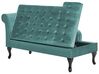 Left Hand Velvet Chaise Lounge with Storage Teal PESSAC_882052