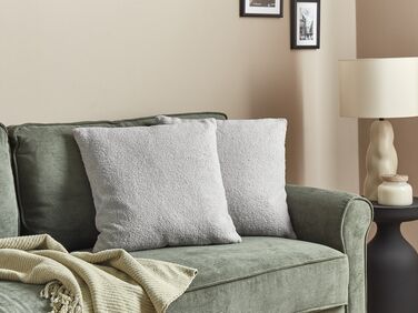Set of 2 Boucle Cushions 45 x 45 cm Grey LEUZEA