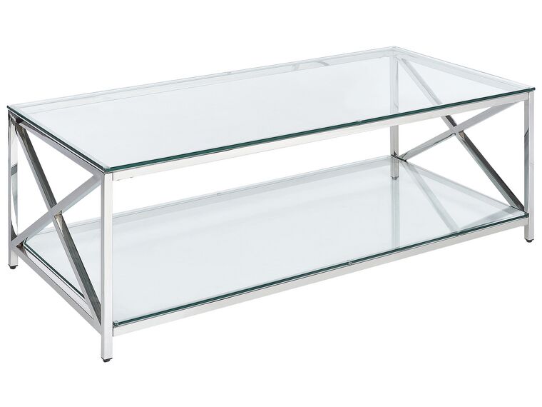 Mesa de centro de vidrio templado transparente/plateado 120 x 60 cm AUDET_857816