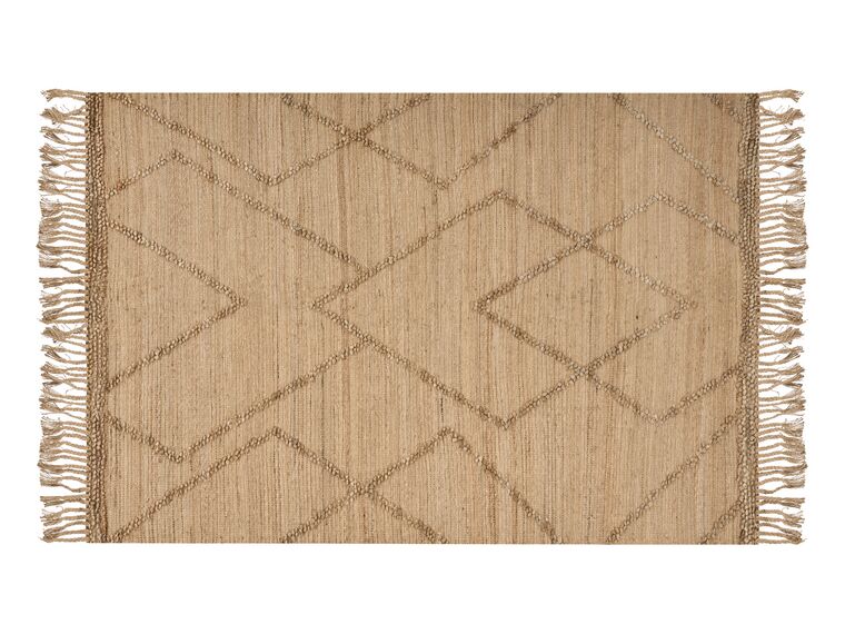 Teppich Jute beige 160 x 230 cm geometrisches Muster Kurzflor HANDERE_886236