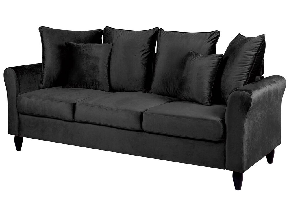 3 Seater Velvet Sofa Black BORNHOLM Beliani.fi