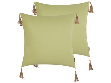 Set of 2 Cushions 45 x 45 cm Green CHMISTAR