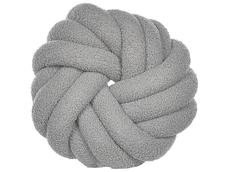 Coussin nœud en tissu bouclé gris 31 x 11 cm AKOLA_854645