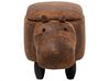 Faux Leather Storage Animal Stool Brown HIPPO_710397