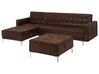 Right Hand Faux Leather Corner Sofa with Ottoman Brown ABERDEEN_717123