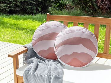 Set of 2 Outdoor Cushions Abstract Pattern ⌀ 40 cm  Pink CAMPEI