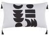 2 poduszki dekoracyjne w geometryczny wzór 30 x 50 cm białe z czarnym LIRIOPE_815445