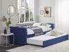 Tagesbett ausziehbar Leinenoptik marineblau Lattenrost 80 x 200 cm LIBOURNE_847284