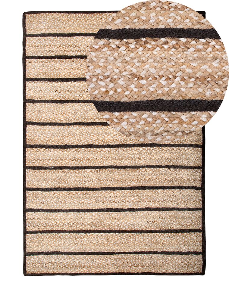 Teppich Jute-Baumwolle schwarz/beige 140 x 200 cm KARADONA_877634