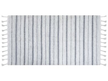 Outdoor Teppich cremeweiß / grau 80 x 150 cm Streifenmuster Kurzflor BADEMLI