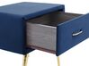 1 Drawer Velvet Bedside Table Navy Blue FLAYAT _833990