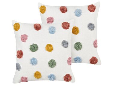 Set of 2 Cotton Kids Cushions Dots Pattern 45 x 45 cm Multicolour WALLFLOWER