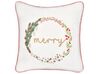 Velvet Cushion Christmas Motif 45 x 45 cm White EUCHARIS_887691