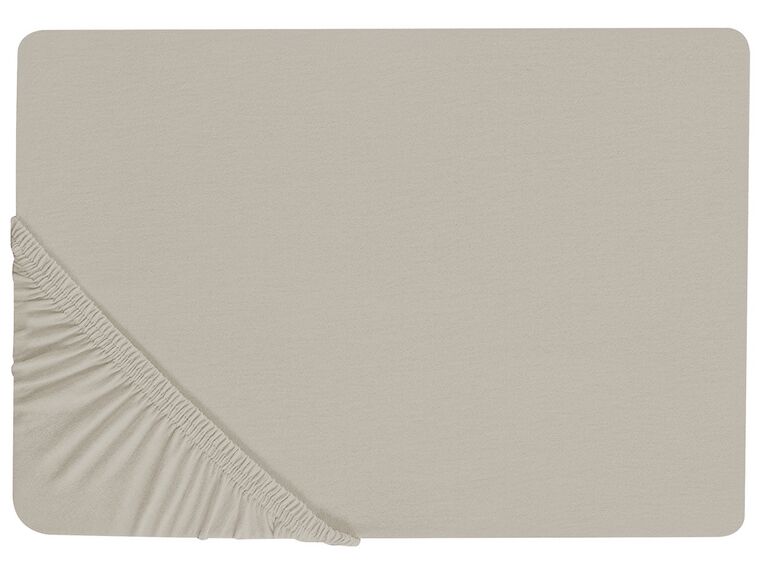 Cotton Fitted Sheet 200 x 200 cm Taupe JANBU_845197