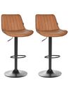 Set of 2 Faux Leather Swivel Bar Stools Brown DUBROVNIK_915938