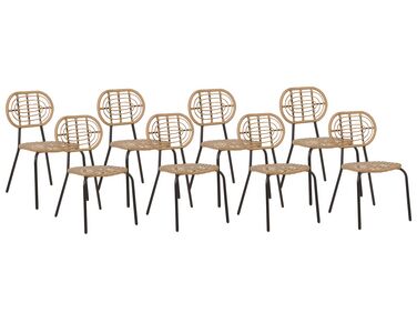 Conjunto de 8 cadeiras de jardim em rattan cor natural PRATELLO