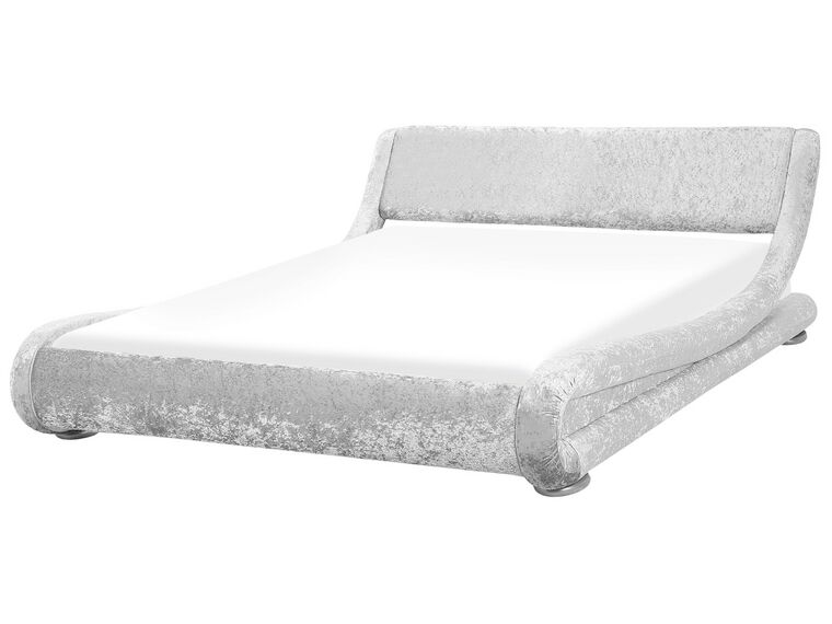 Łóżko wodne welurowe 180 x 200 cm srebrne AVIGNON_737361
