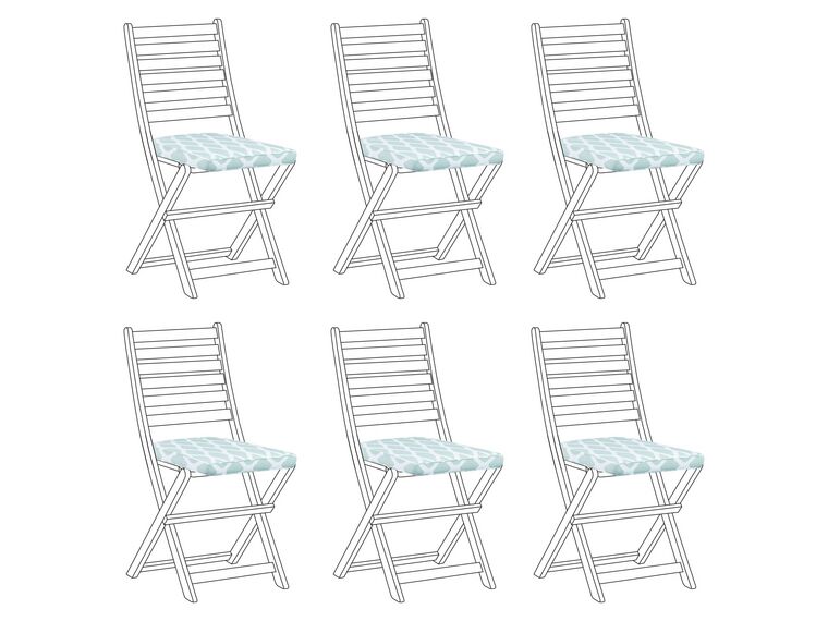 Sitzkissen für Stuhl TOLVE 6er Set mintgrün / weiß geometrisches Muster 31 x 39 x 5 cm_849026