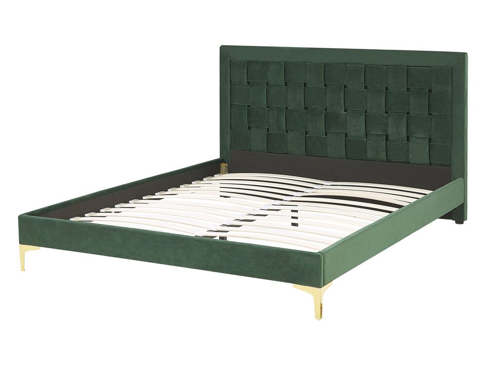 Cama de terciopelo verde 140 x 200 cm LIMOUX | Beliani.es