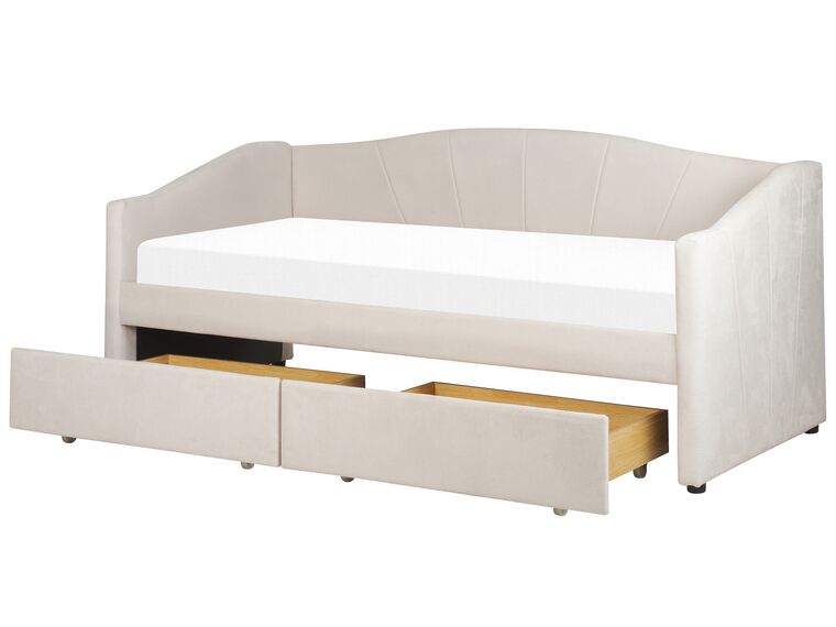 Čalúnená posteľ 90 x 200 cm svetlobéžová VITTEL_876412