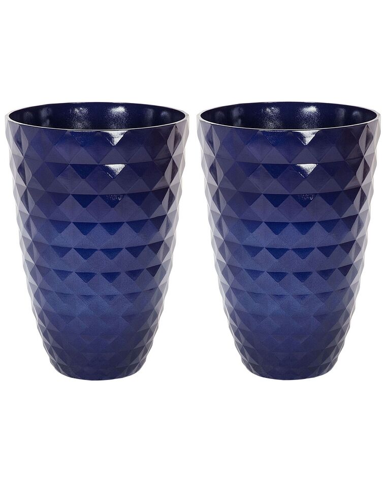 Conjunto de 2 vasos para plantas em fibra de argila azul marinho 42 x 42 x 59 cm FERIZA_844505