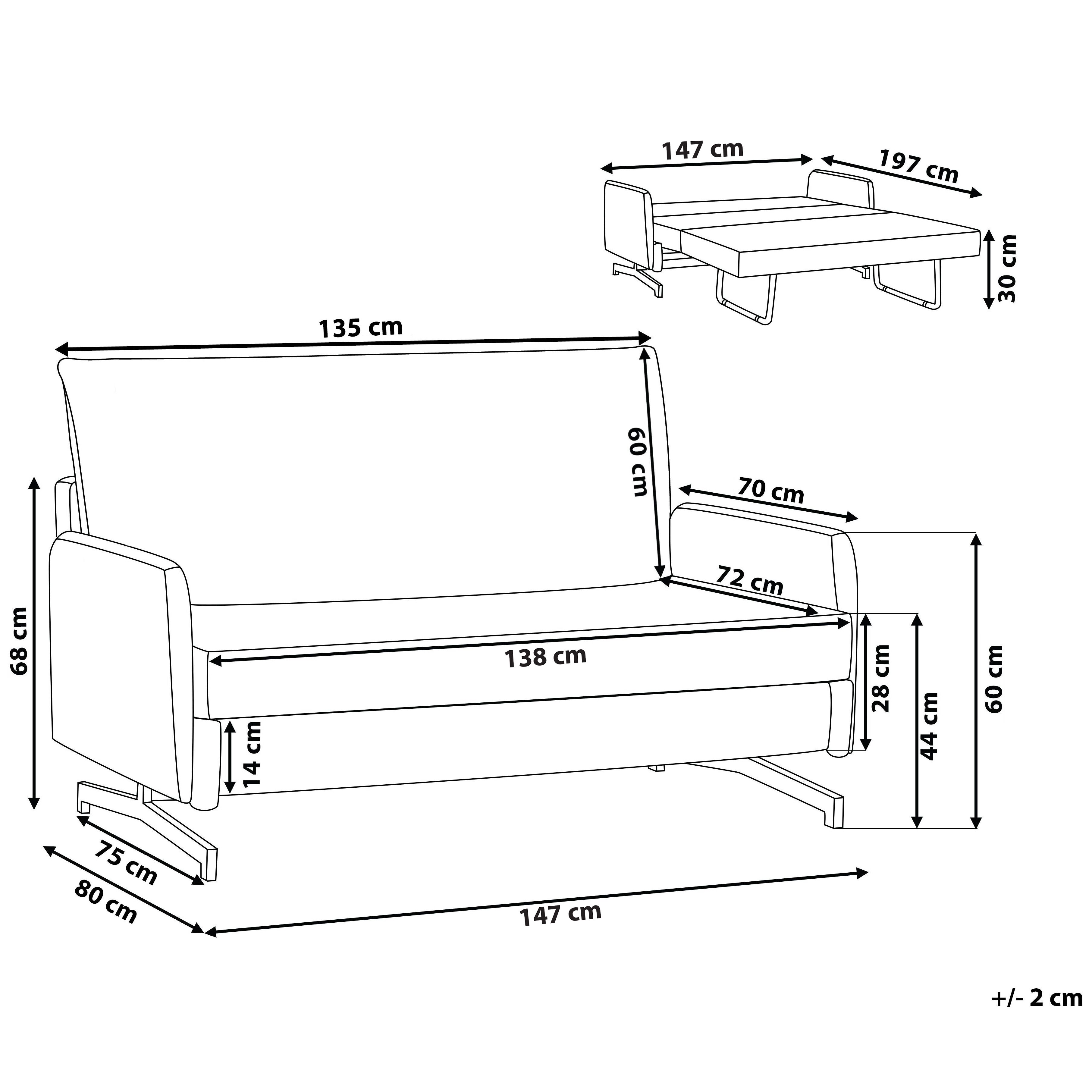 Sofa rozkładana beżowa BELFAST
