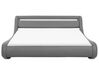 Faux Leather EU Super King Size Bed with LED Grey AVIGNON_734659