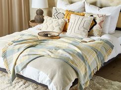 Huopa puuvilla 125 x 150 cm keltainen/vihreä BETALI