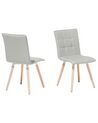 	Conjunto de 2 sillas de comedor de poliéster gris claro/madera clara BROOKLYN_743935