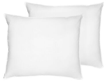 Set of 2 Duck Feathers and Down Bed High Profile Pillows 50 x 60 cm FELDBERG