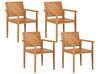 Set 4 sedie da giardino legno di acacia chiaro BARATTI_869022