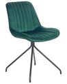 Conjunto de 2 sillas de terciopelo verde esmeralda/negro NAVASOTA_860857