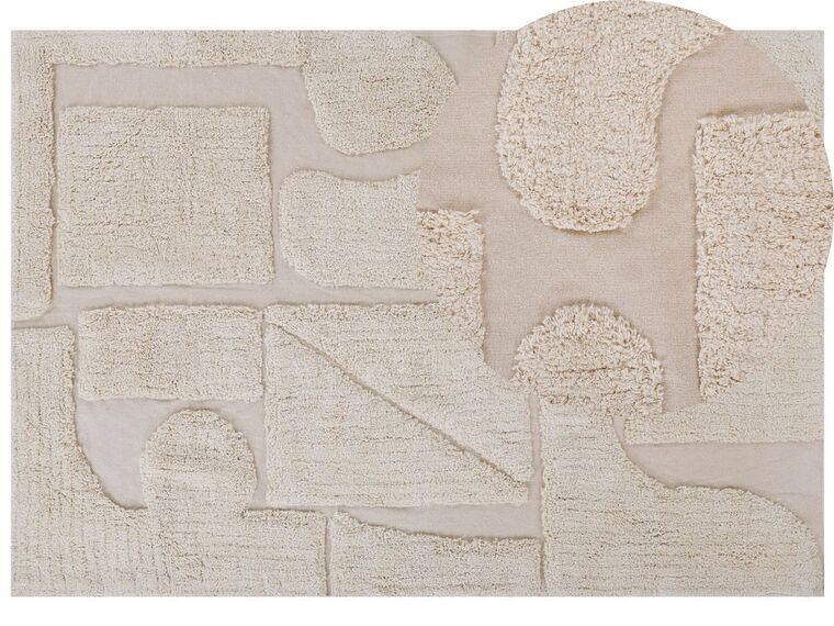 Teppich Baumwolle beige 160 x 230 cm abstraktes Muster Kurzflor DIYADIN_817470