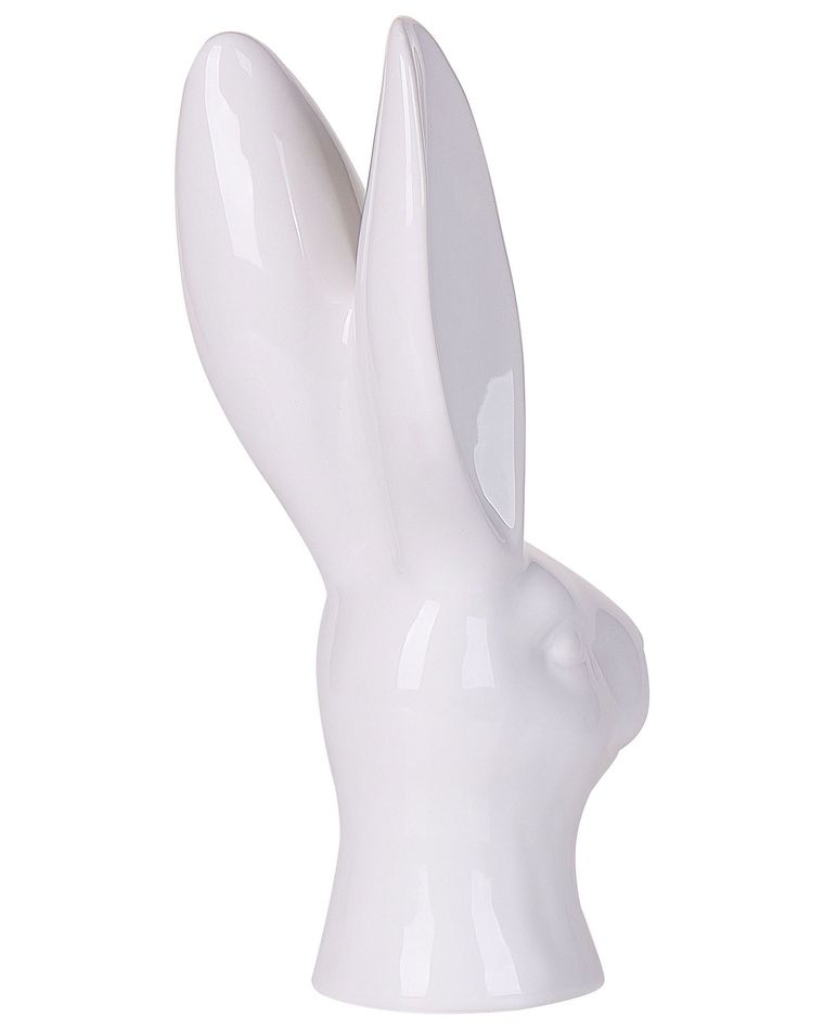 Lot 2 Figurines Lapin Pâques Céramique Porcelaine - Statues Lapin Blanc Décoration Printemps