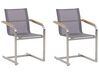 Conjunto de 2 cadeiras de jardim em inox com tela cinzenta COSOLETO_776942