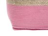 Puf de algodón/yute beige/rosa 44 x 44 cm KIRAMA_728813
