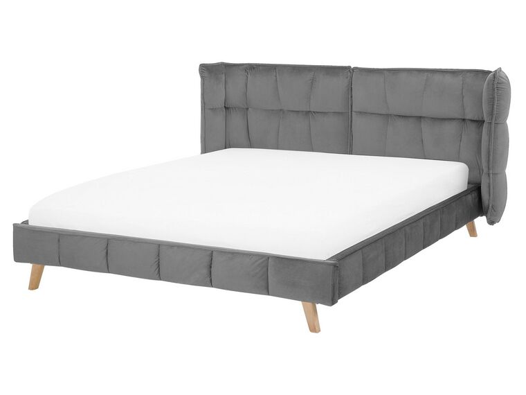 Velvet EU King Size Bed Grey SENLIS_740833