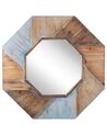 Drewniane ośmiokątne lustro ścienne 77 x 77 cm wielokolorowe MIRIO_796893