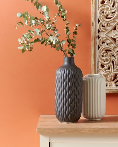 Stoneware Decorative Vase 31 cm Black EMAR