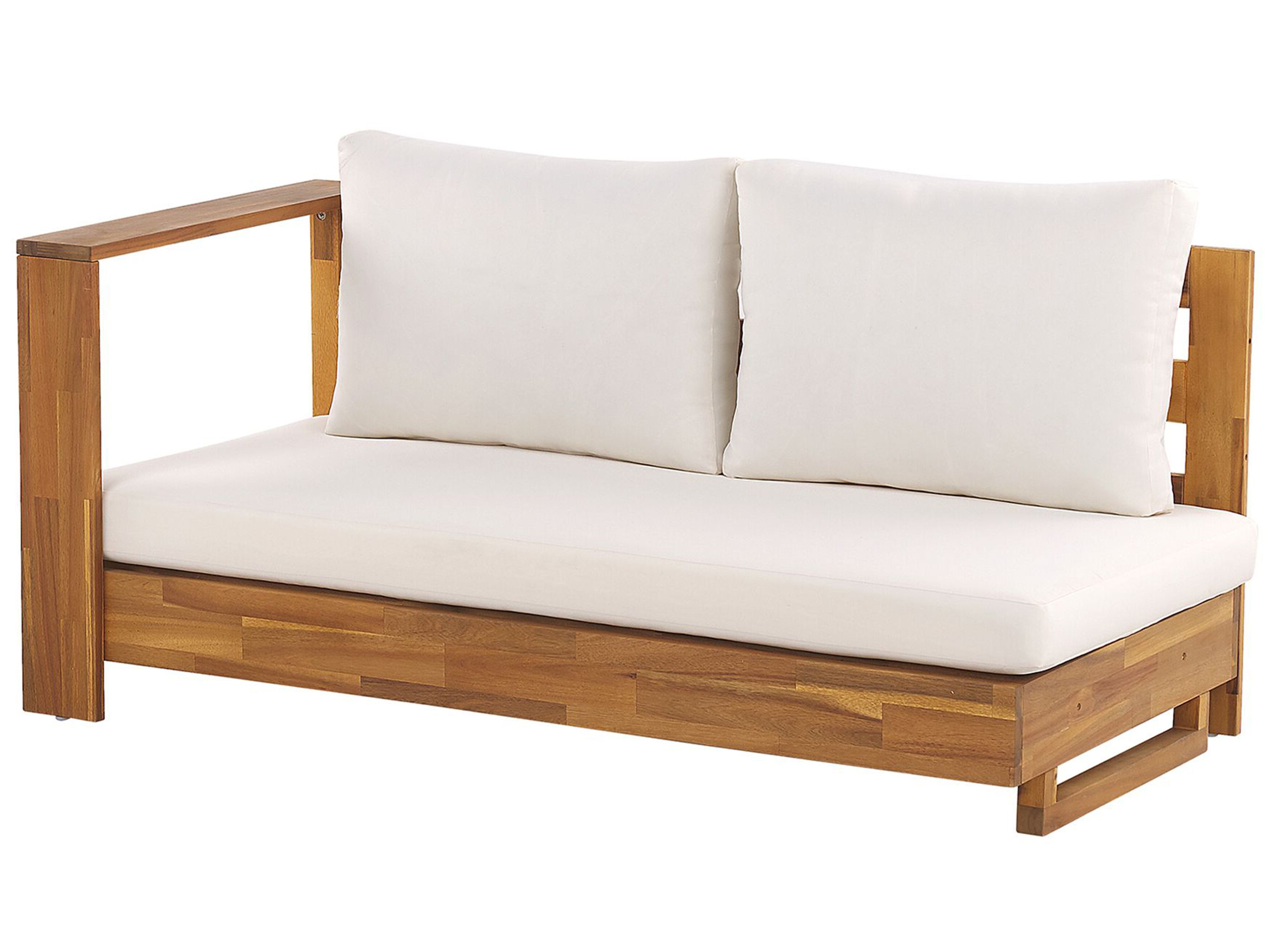 Right Hand 5 Seater Acacia Wood Garden Corner Sofa Set White MARETTIMO