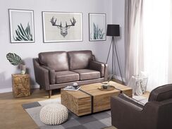 2-istuttava ruskea tekonahkainen sohva LOKKA 2-istuttava ruskea tekonahkainen sohva LOKKA