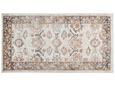 Teppich beige 80 x 150 cm orientalisches Muster Kurzflor NURNUS
