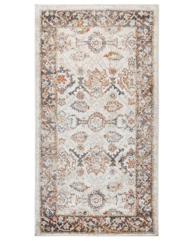 Teppich beige 80 x 150 cm orientalisches Muster Kurzflor NURNUS